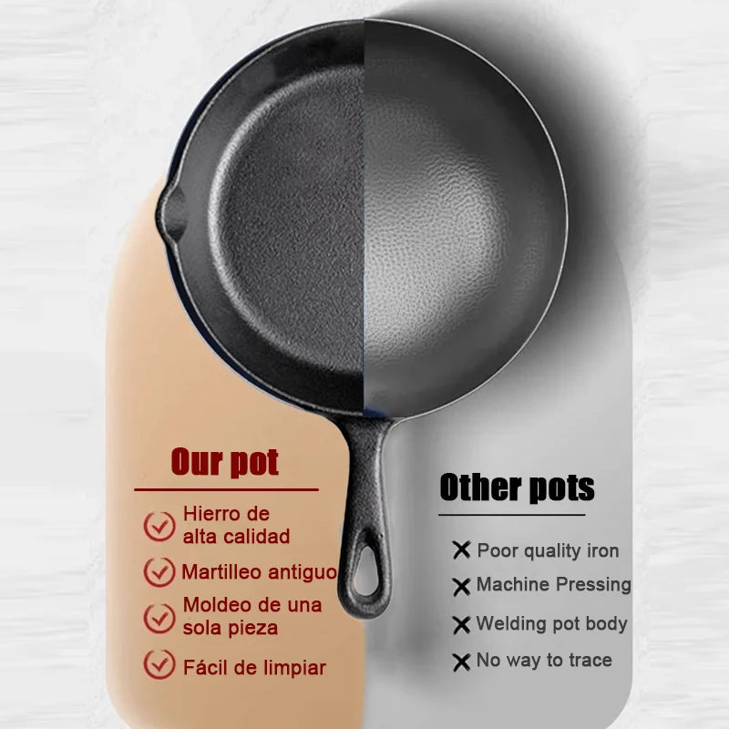 "3-piece cast iron cookware set, uncoated cast iron pan collection, 6-inch/8-inch/10-inch cast iron skillets, frying pans