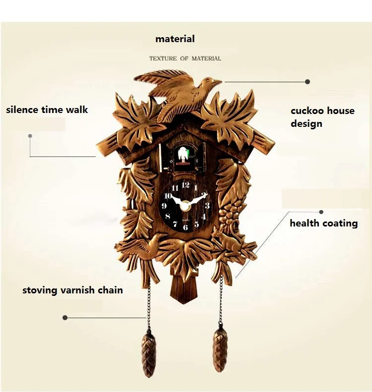 14 Inch Cuckoo Clock For Living Room Wall Clock Bird Alarm