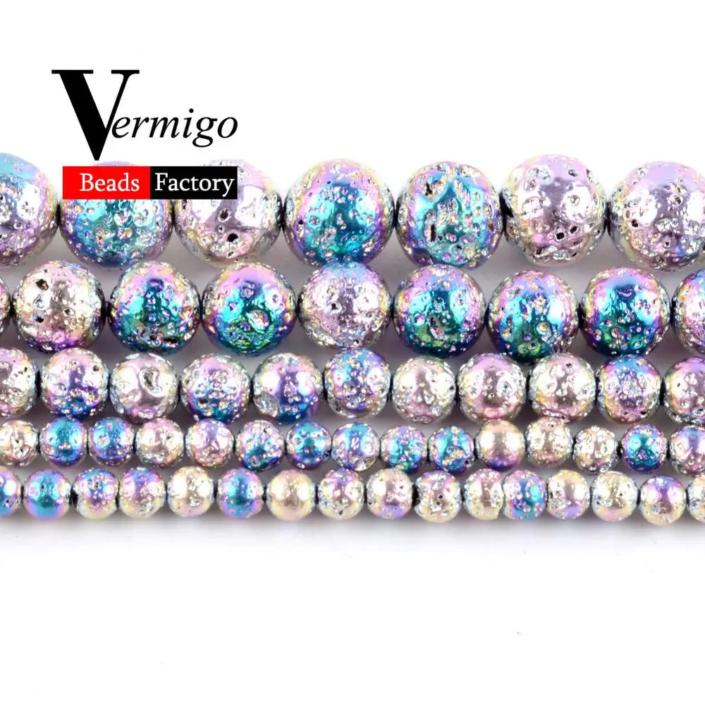 Wholesale Rainbow Lave Hematite Beads Natural Stone Mineral Charm Beads For Jewelry Making 4 6 8 10mm Diy Bracelet Wholesale