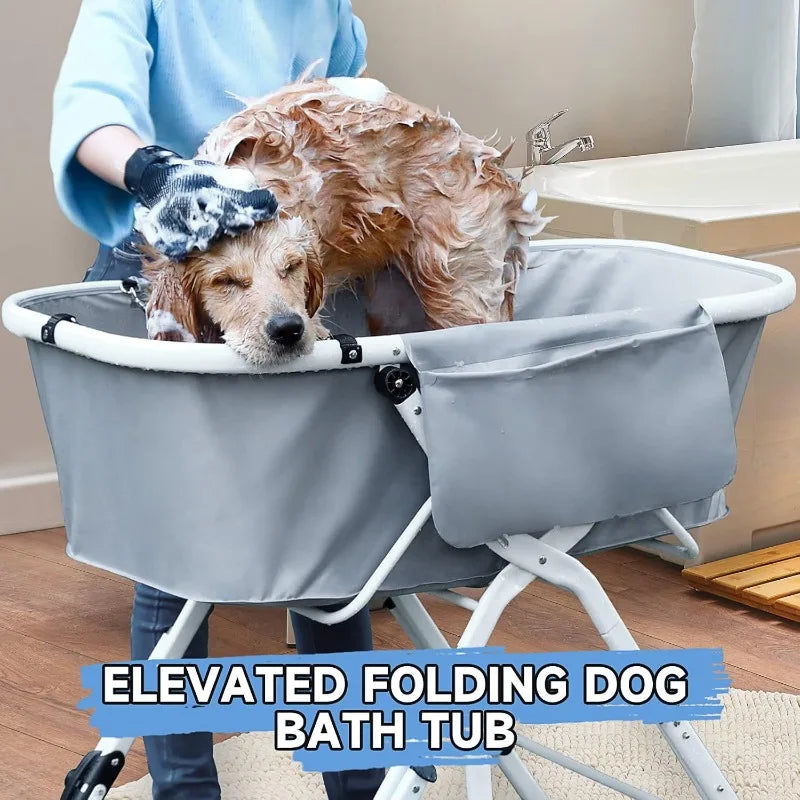 Elevated Dog Bath Tubs Foldable Grooming Station Adjustable