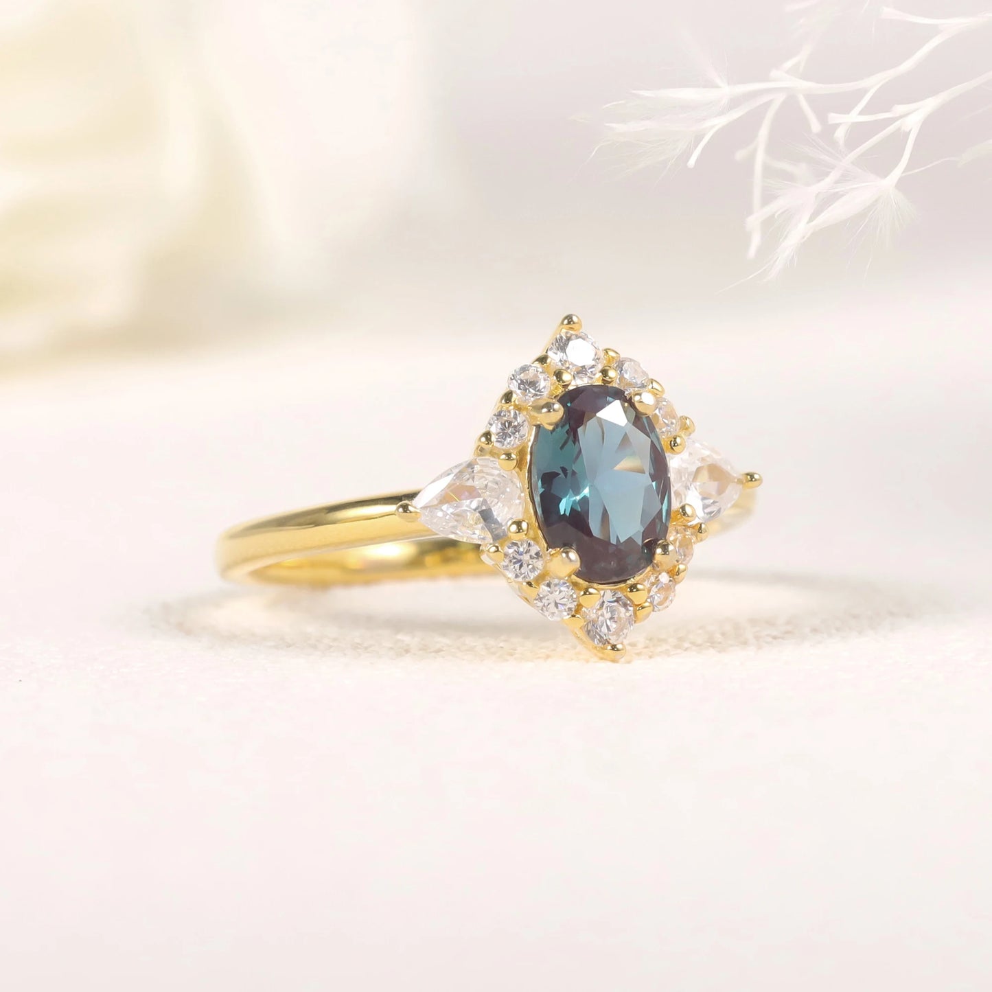Gems Ballet Oval 5x7 Alexandrite Ring 925 Sterling Silver
