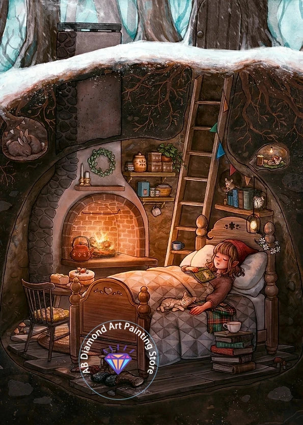 AB Diamond Painting Witch Girl Fantasy Gothic 5D DIY Art Mosaic Embroidery Cross Stitch Element Craft Set Bathroom Decoration