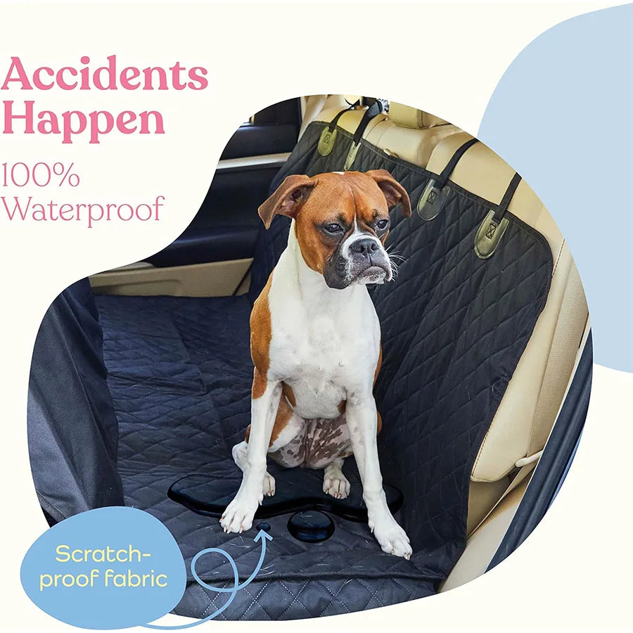 A Black Pet Car Mat With Gray Edging 100% Waterproof Stain Resistant