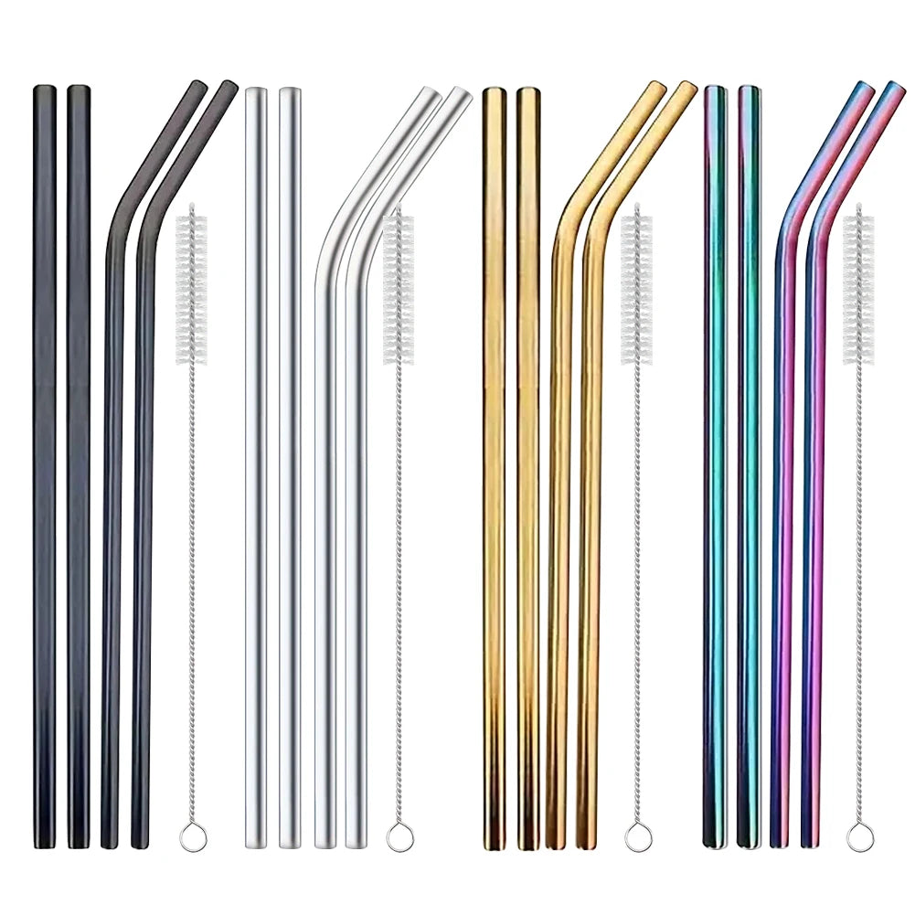 Stainless Steel Straws 4 Pack For Stanley Cleaning Brush