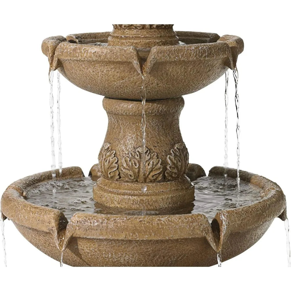 Domanico Italian Outdoor Floor Bubbler Fountain and Waterfalls 57" High 3 Tiered Basins Decor for Garden Patio Backyard Deck Hom