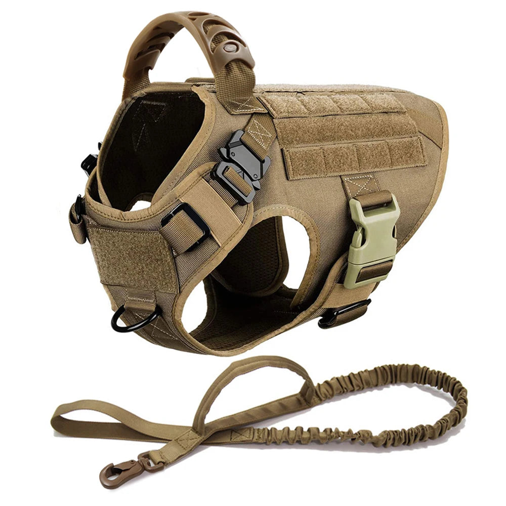 Tactical Dog Harness Leash Set for Large Dogs No Pull