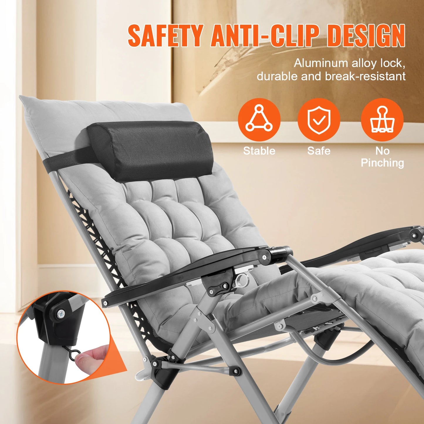 VEVOR Zero Gravity Chair Zero Gravity Recliner Lounge Chair Adjustable Anti Gravity Chair with Cushion Footrest and Cupholder