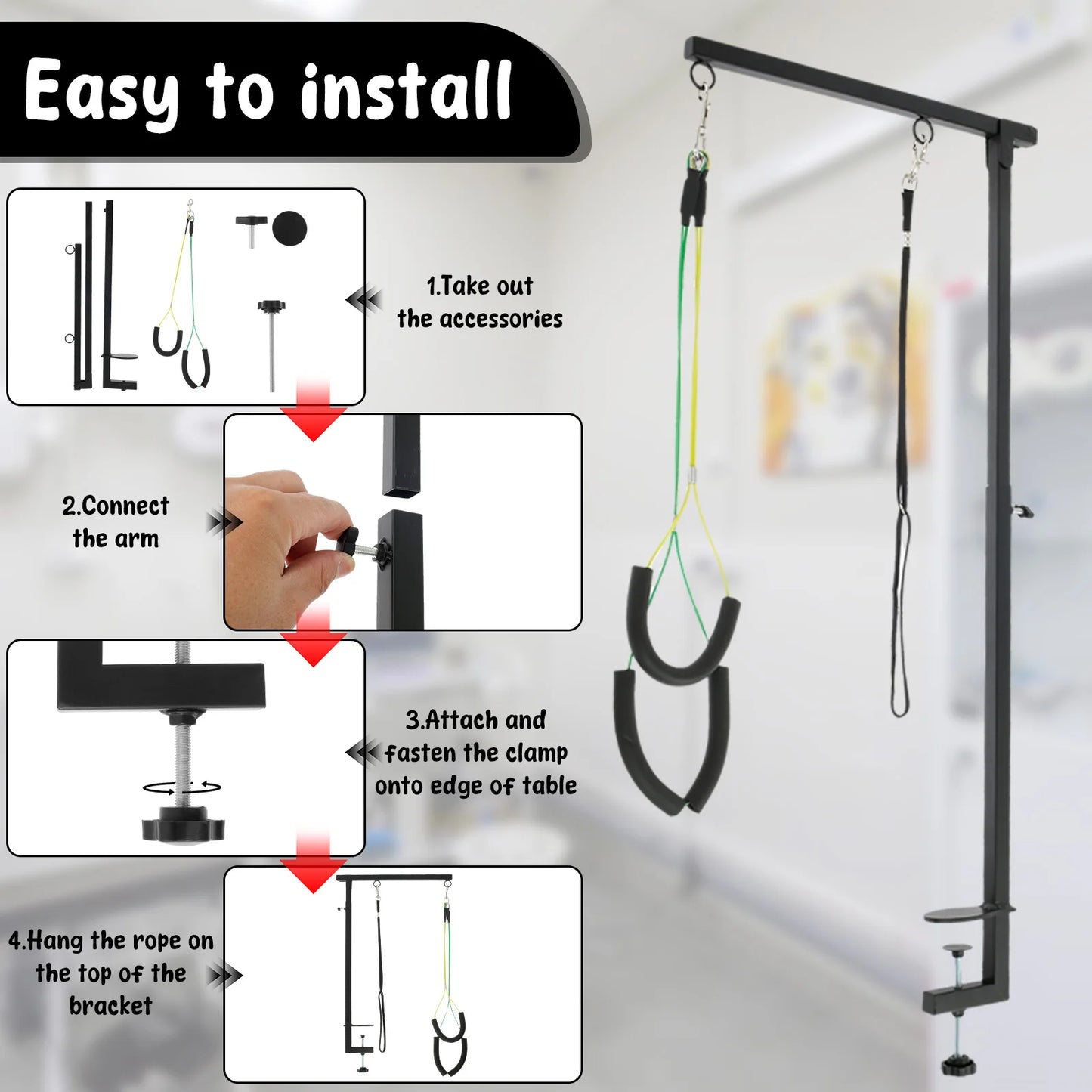 Dog Grooming Arm Clamp Height Adjustable Stainless Steel