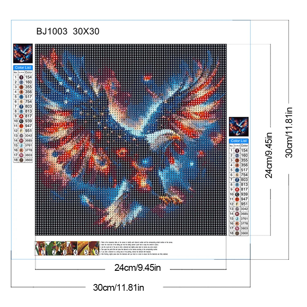 5D DIY Full Round Drill Diamond Painting Eagle Kit Home Decor Art Craft 30x30cm