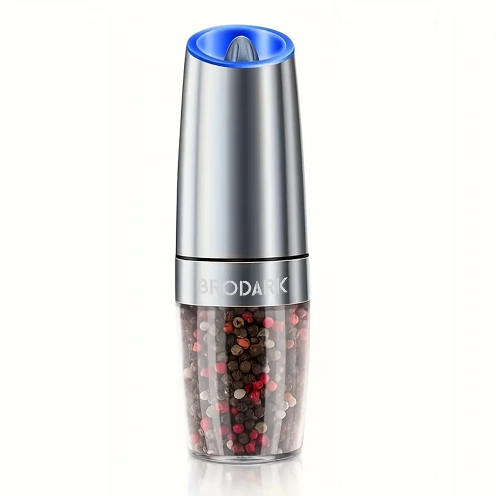 1/2pcs Gravity Electric Salt And Pepper Grinder Set, Battery Powered LED Light One HandAutomatic Operation