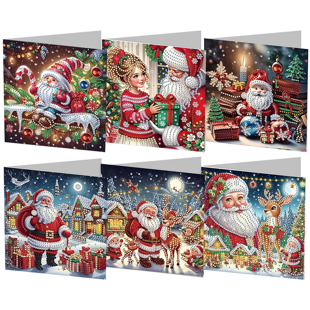 6pcs Diamond Painted Greeting Cards DIY Rhinestone Painting
