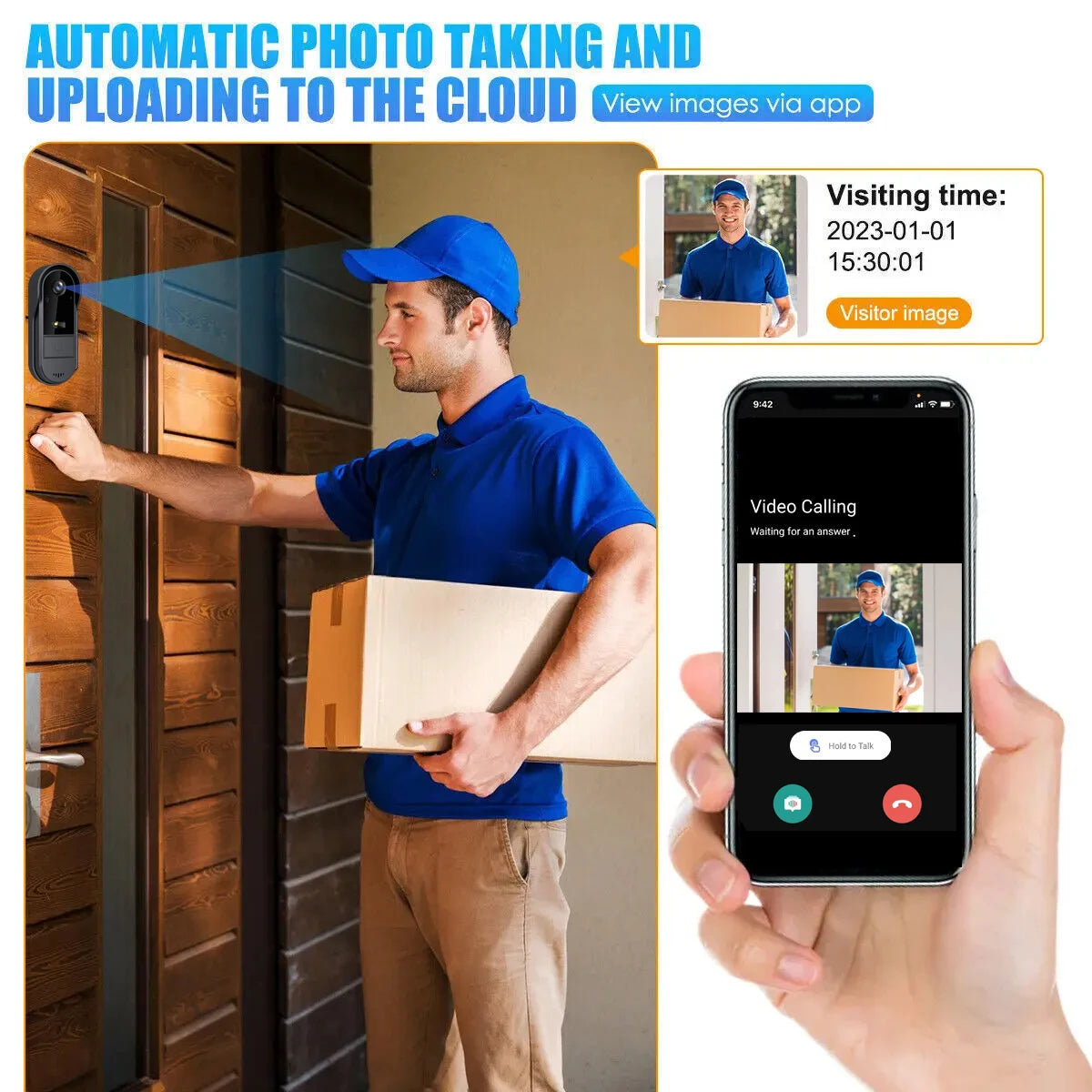Tuya WiFi doorbell 2-way HD 1080P, microSD/cloud, waterproof, 1000mAh battery, long standby,Wireless Security Camera