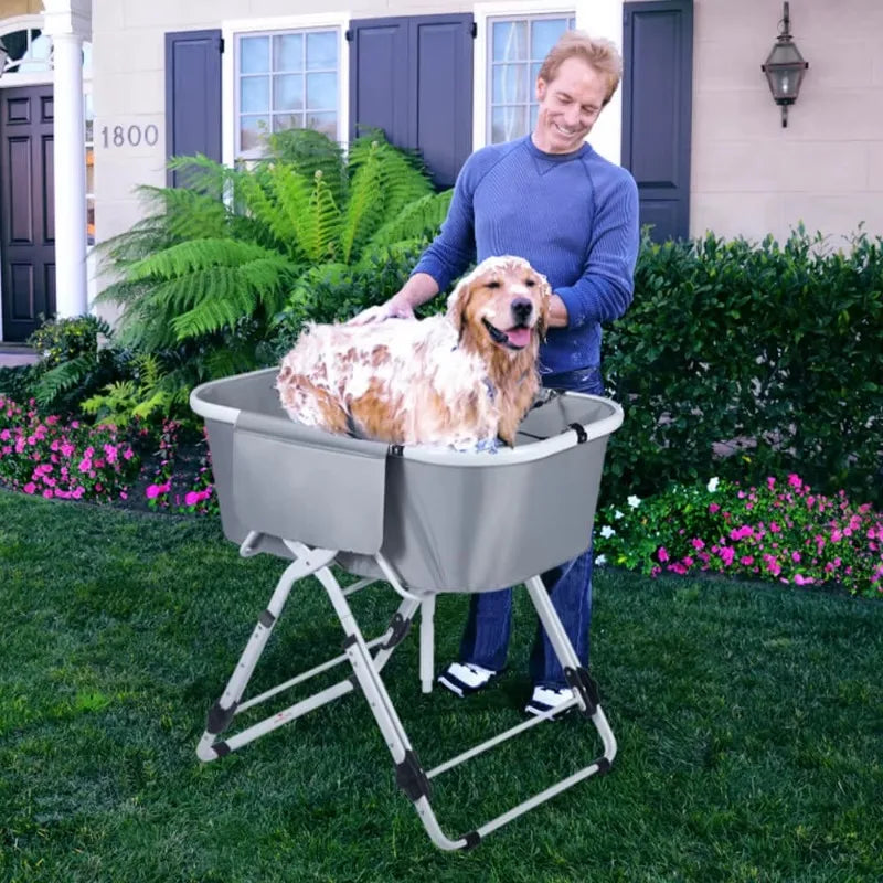 Elevated Dog Bath Tubs Foldable Grooming Station Adjustable