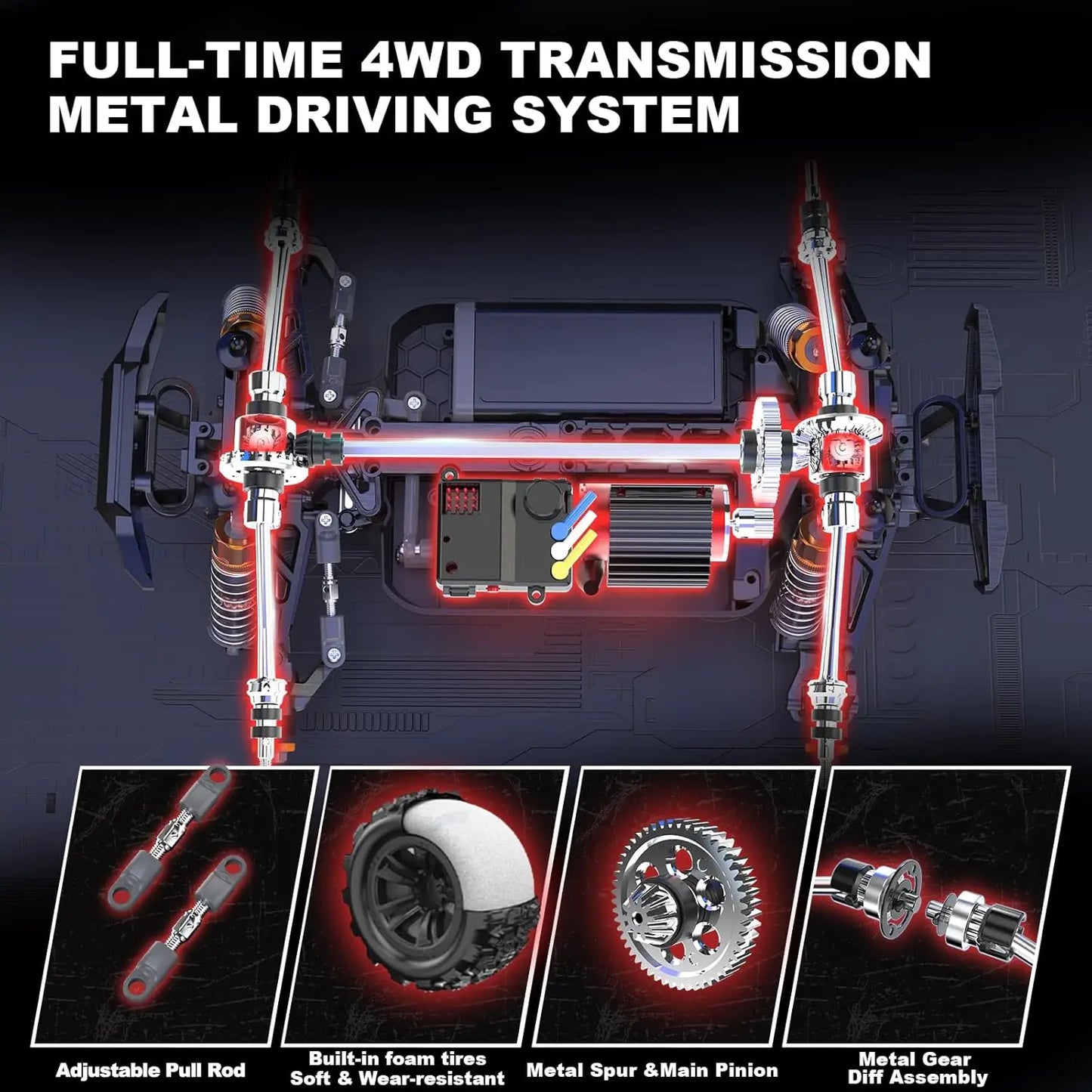 DEERC H16R 1:16 Brushless RC Car: 52KM/H, 4WD, Waterproof, Off-Road, 2 Li-ion Batteries, Gift.