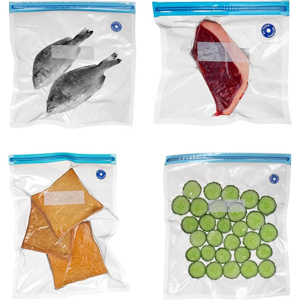 Set of 12 Reusable Airtight Food Storage Bags Long Term