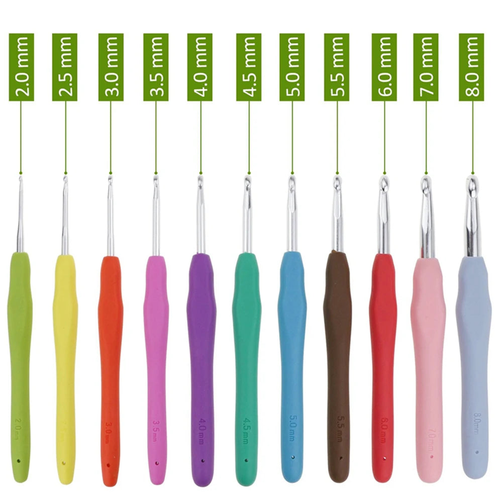 Knitting Tool TPR Silicone Soft Handle Aluminum Crochets Wool Crochets Hook Tool