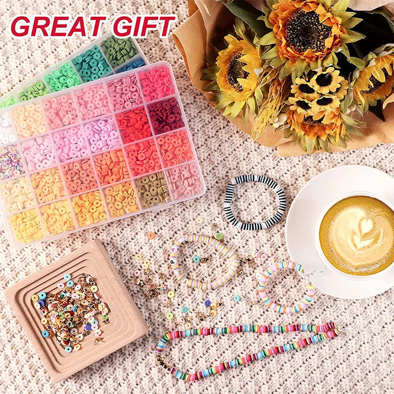 Rainbow Color Clay Beads Letter Beads Bracelet Kit 24 Beads