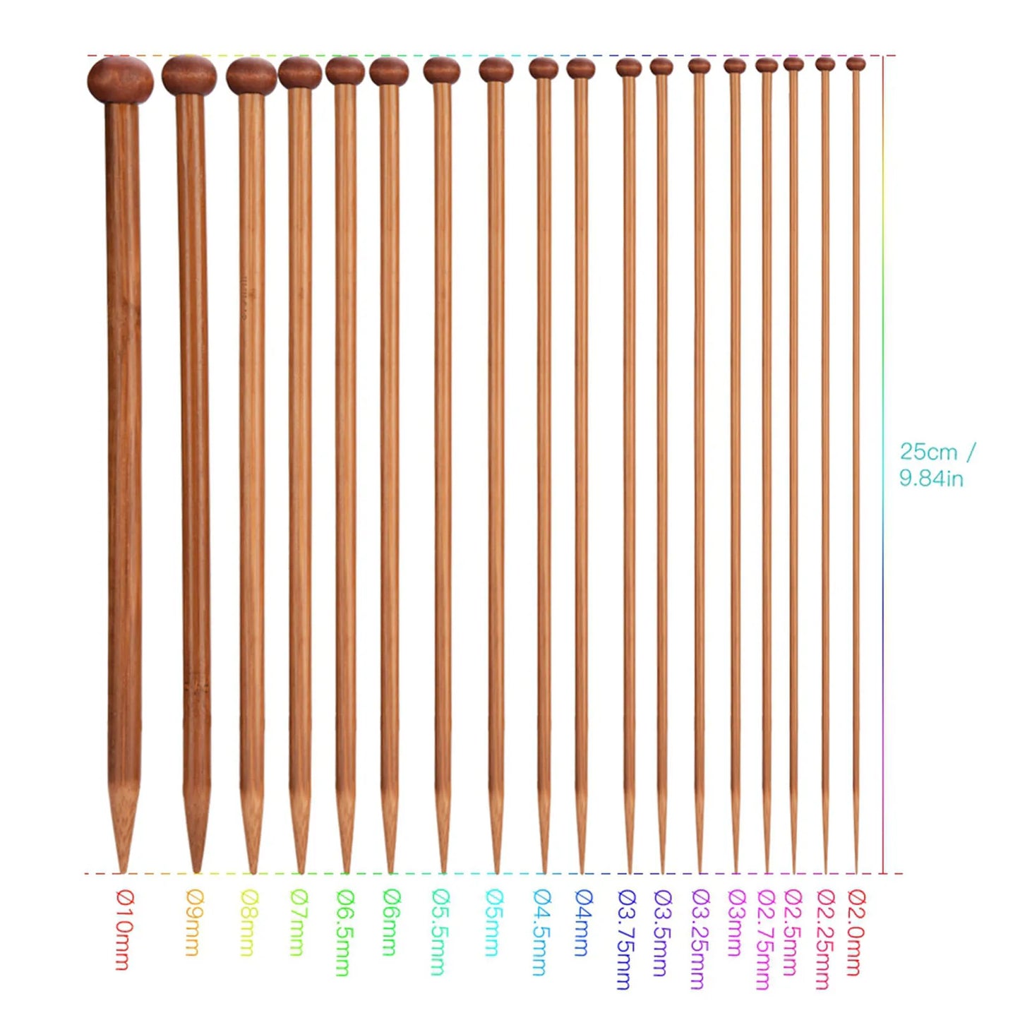 36 PCS Knitting Needles, Single Point Carbonized Knitting Needles Point Protectors DIY Handmade