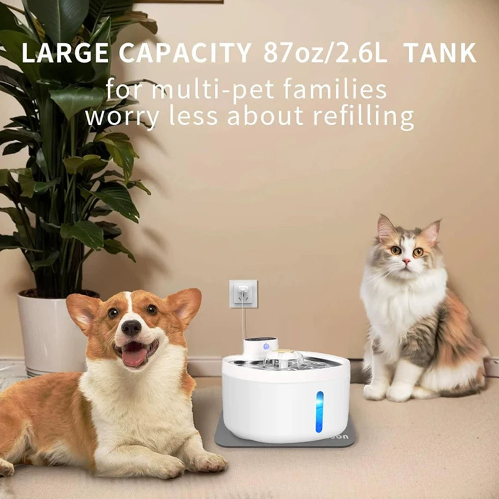 Automatic Pet Water Fountain 2.6L Infrared Sensor Dispenser