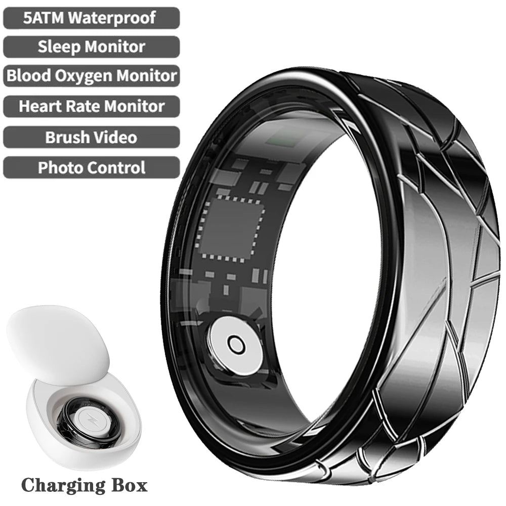 For Galaxy Pattern Smart Ring for Men Women Health Sleep Monitor Heart Rate Waterproof Multi-Sport Samsung Couple SmartRing Gold