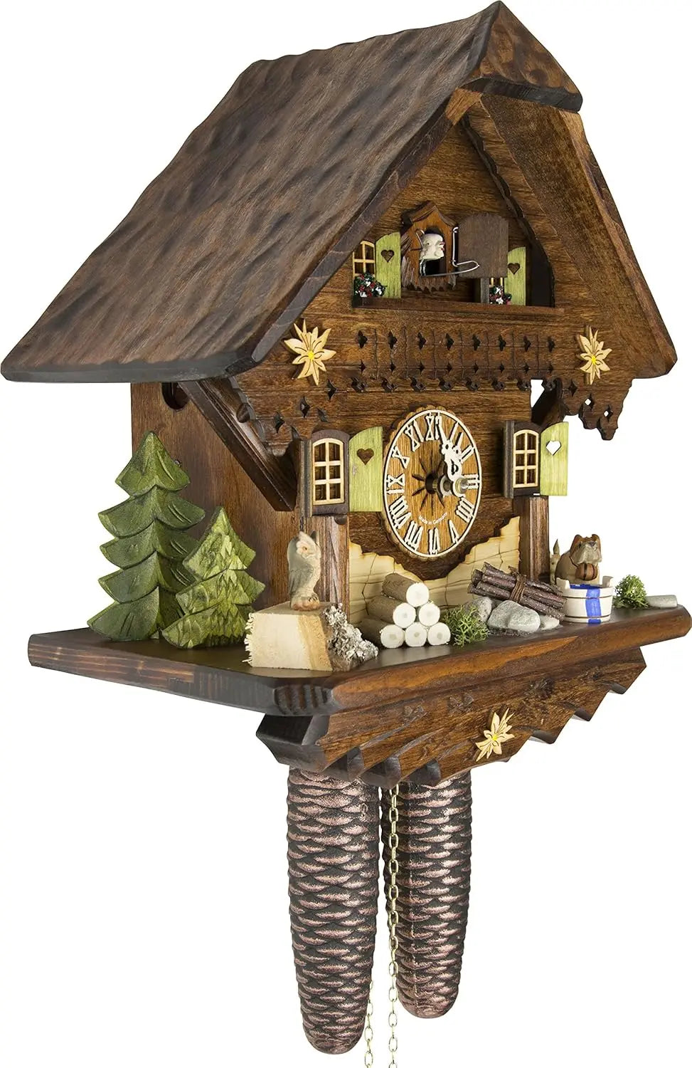 German Cuckoo Clock Black Forest Chalet Eight Day Movement