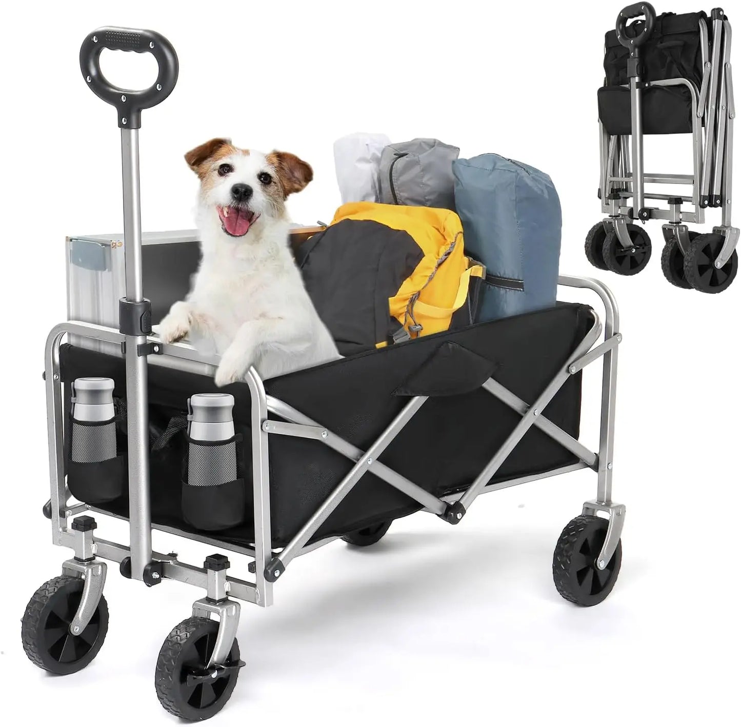 Collapsible Wagon Beach Wagon with Big Wheels for Sand All-Terrain Garden Grocery Cart