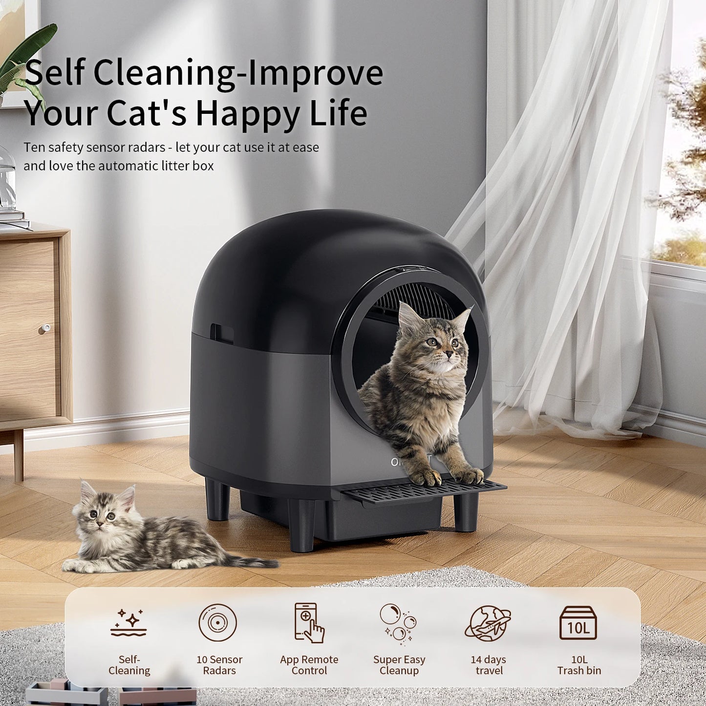 Redsasa Self Cleaning Automatic Cat Litter Box 110L Stairs