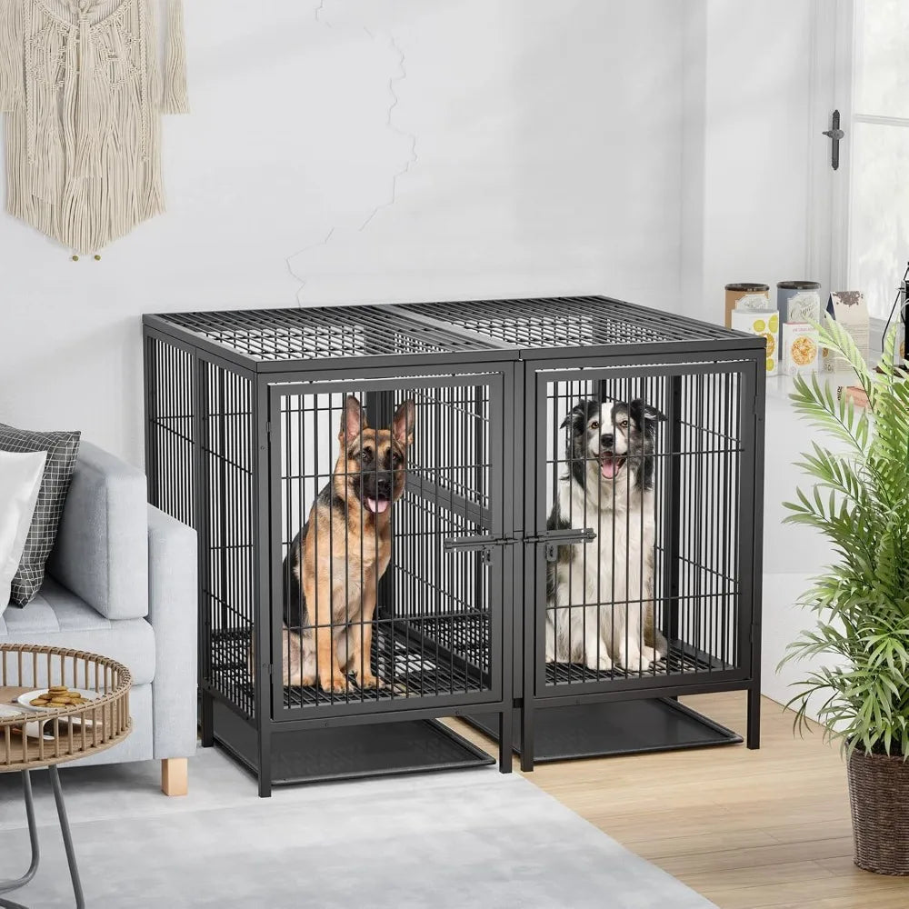 Heavy Duty 52 Inch Extra Large Metal Dog Crate With Removable Divider Panel