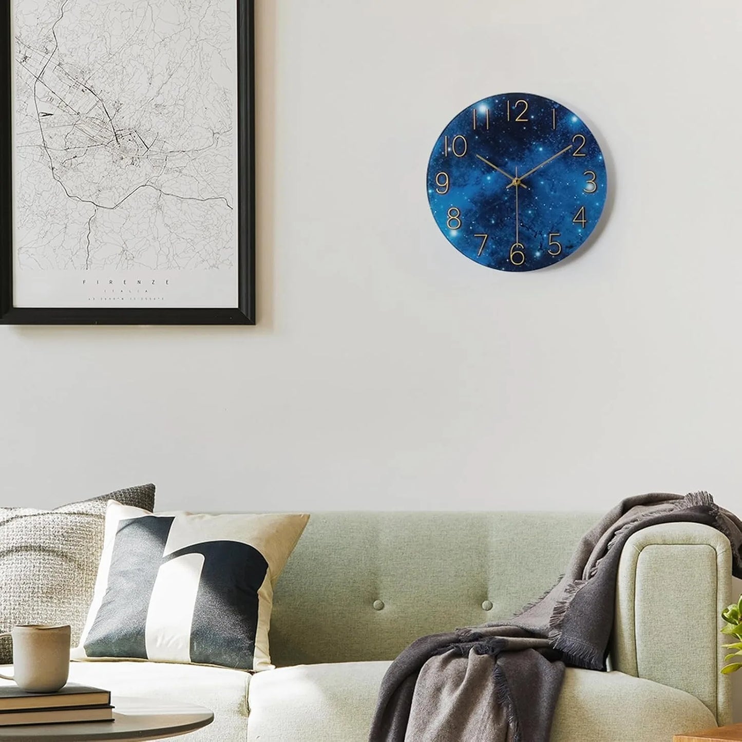 12 Inch Silent Wall Clock Cosmic Galaxy Battery Operated