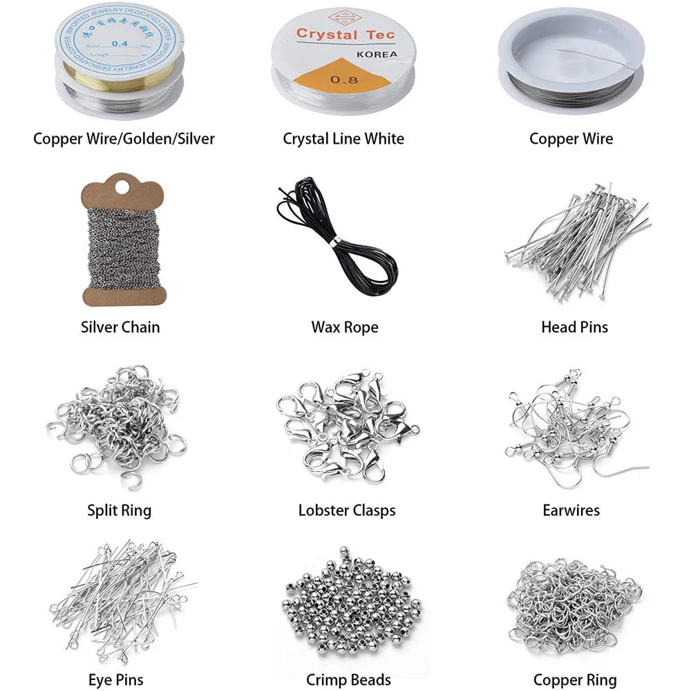 2456-Piece Deluxe DIY Bead Jewelry Making Kit - Includes Beads, Findings, and Accessories for Creating Unique Bracelets, Necklac