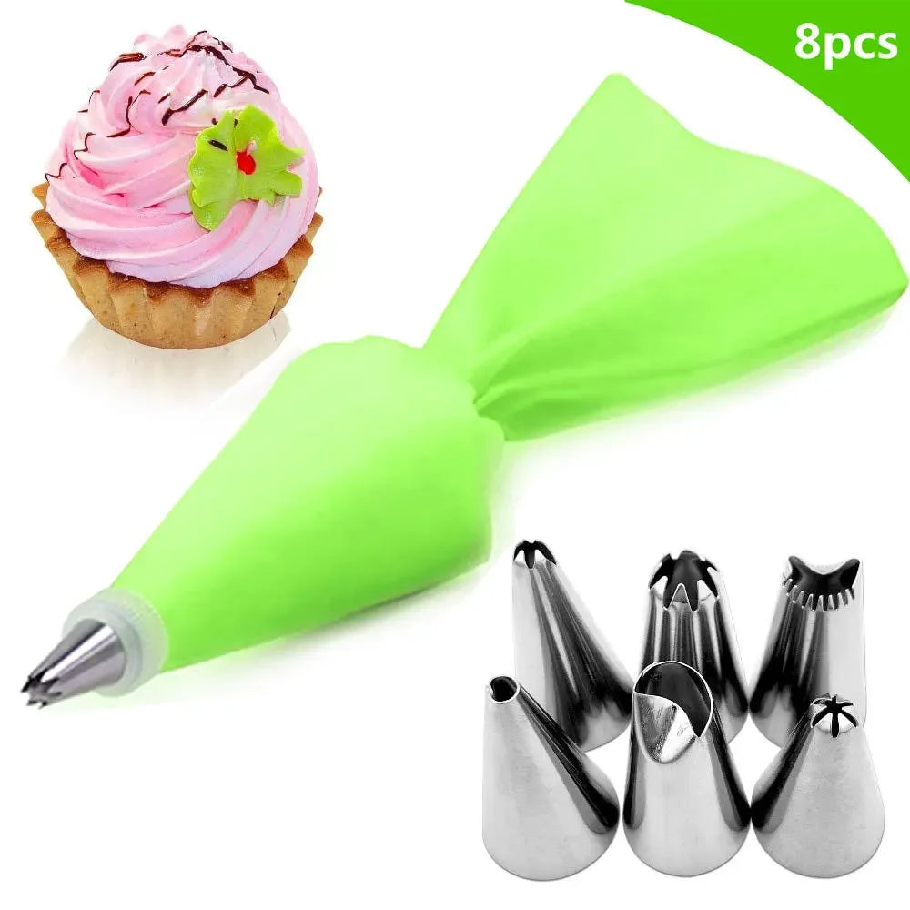 8Pcs Set Cream Nozzles Pastry Tools Accessories for Cake Decorating Pastry Bag Kitchen Bakery Confectionery Equipment