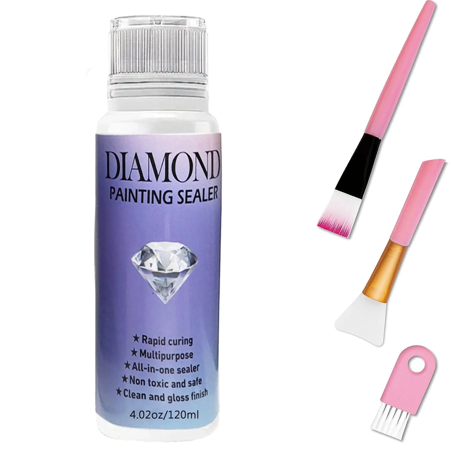 60ML/120ML/200ML Diamond Painting Sealer with 3 Pcs Brushes Diamond Painting Glue Permanent Hold & Shine Effect Sealer Puzzle