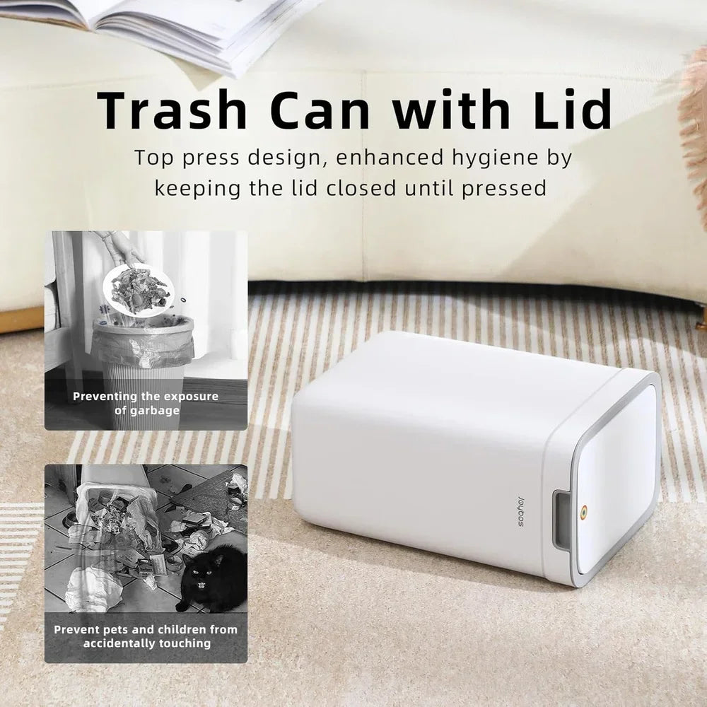 2 Pack Pop Up Lid Trash Can Odor Seal Slim Waste Bin Pet Proof Bathroom Kitchen Office Bedroom