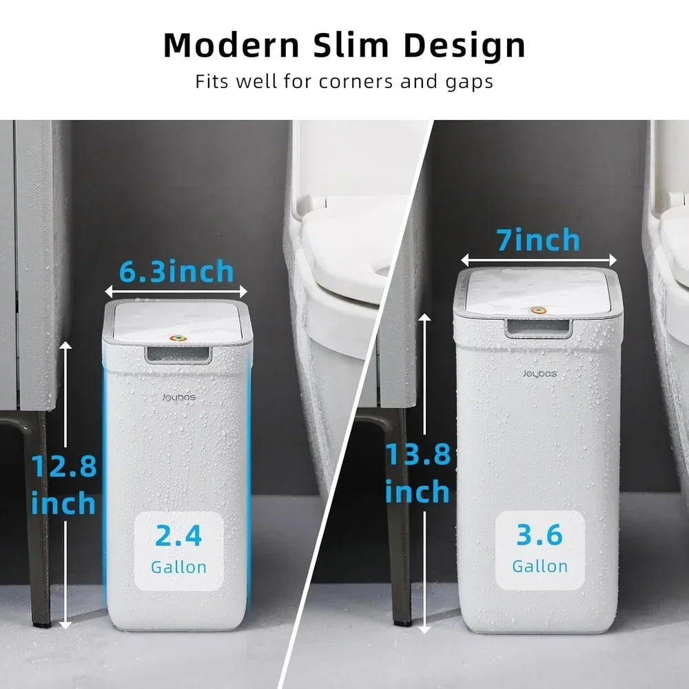 2 Pack Pop Up Lid Trash Can Odor Seal Slim Waste Bin Pet Proof Bathroom Kitchen Office Bedroom