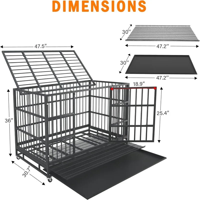 54 Inch Heavy Duty Indestructible Escape-Proof Dog Crate
