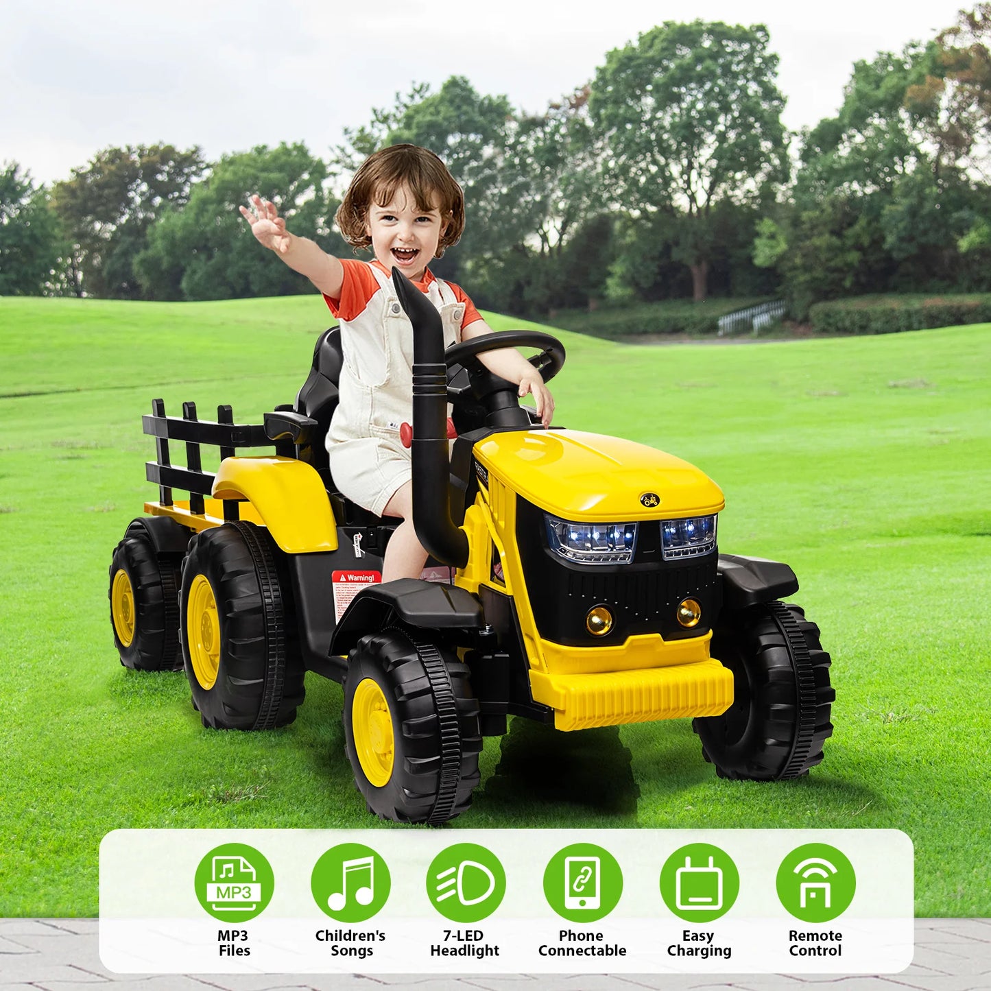 Kids Ride On Tractor 12V Remote Control Bluetooth USB