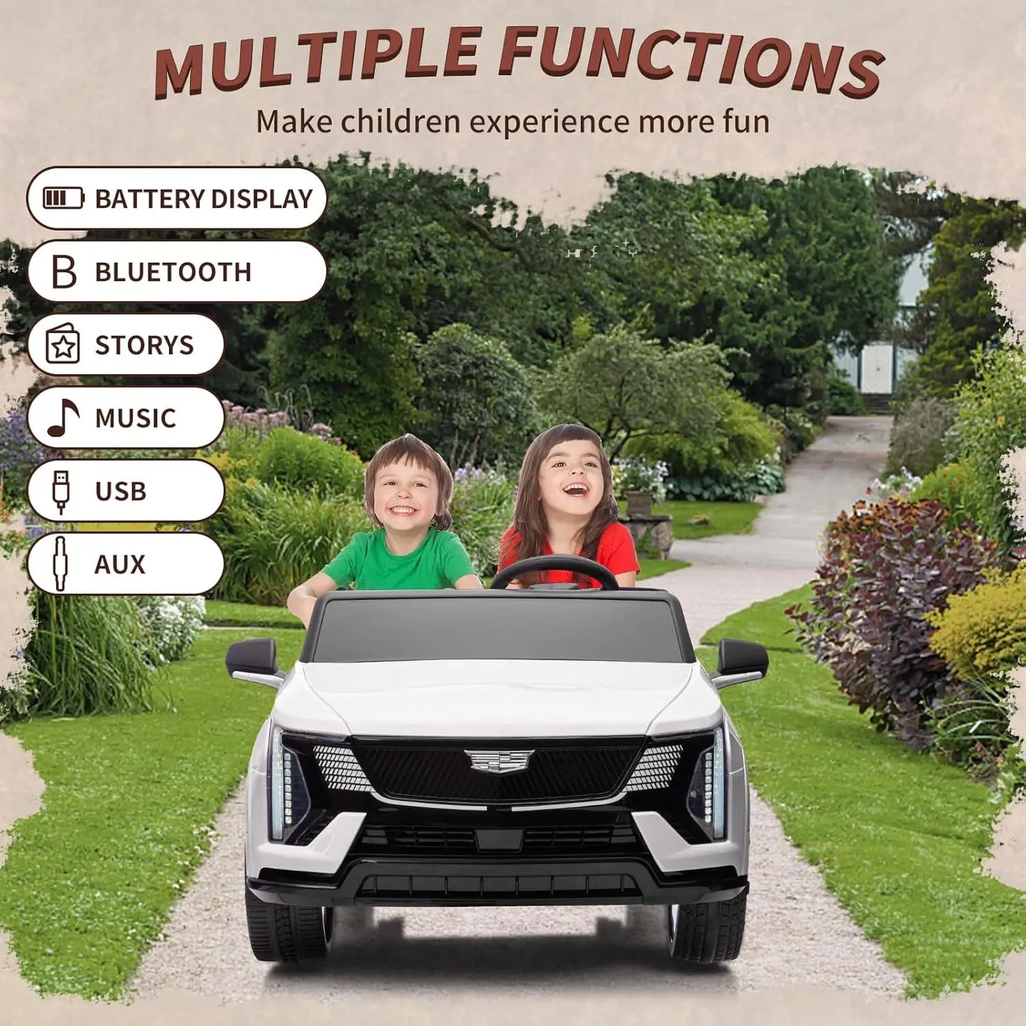 24V Ride On Car With Remote Control 2 Seater Led Lights
