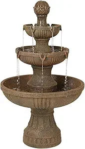 Domanico Italian Outdoor Floor Bubbler Fountain and Waterfalls 57" High 3 Tiered Basins Decor for Garden Patio Backyard Deck Hom