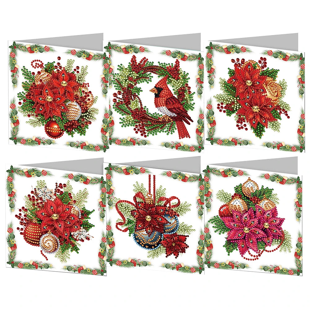 6pcs Diamond Painted Greeting Cards DIY Rhinestone Painting