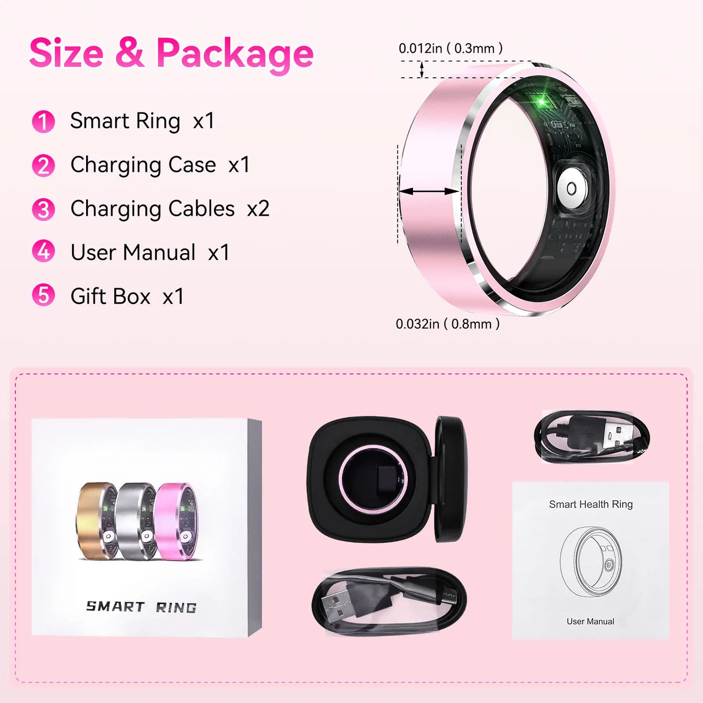 LaNikar 2025 New R5 Smart Ring Blood Oxygen Heart Rate Health Monitor Multi-sport Modes Waterproof Bluetooth 5.1 For Android IOS