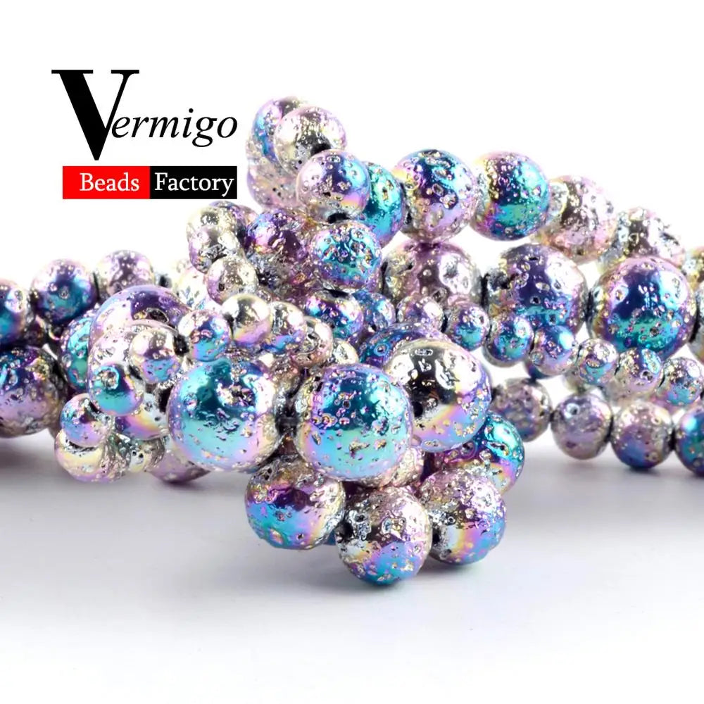 Wholesale Rainbow Lave Hematite Beads Natural Stone Mineral Charm Beads For Jewelry Making 4 6 8 10mm Diy Bracelet Wholesale