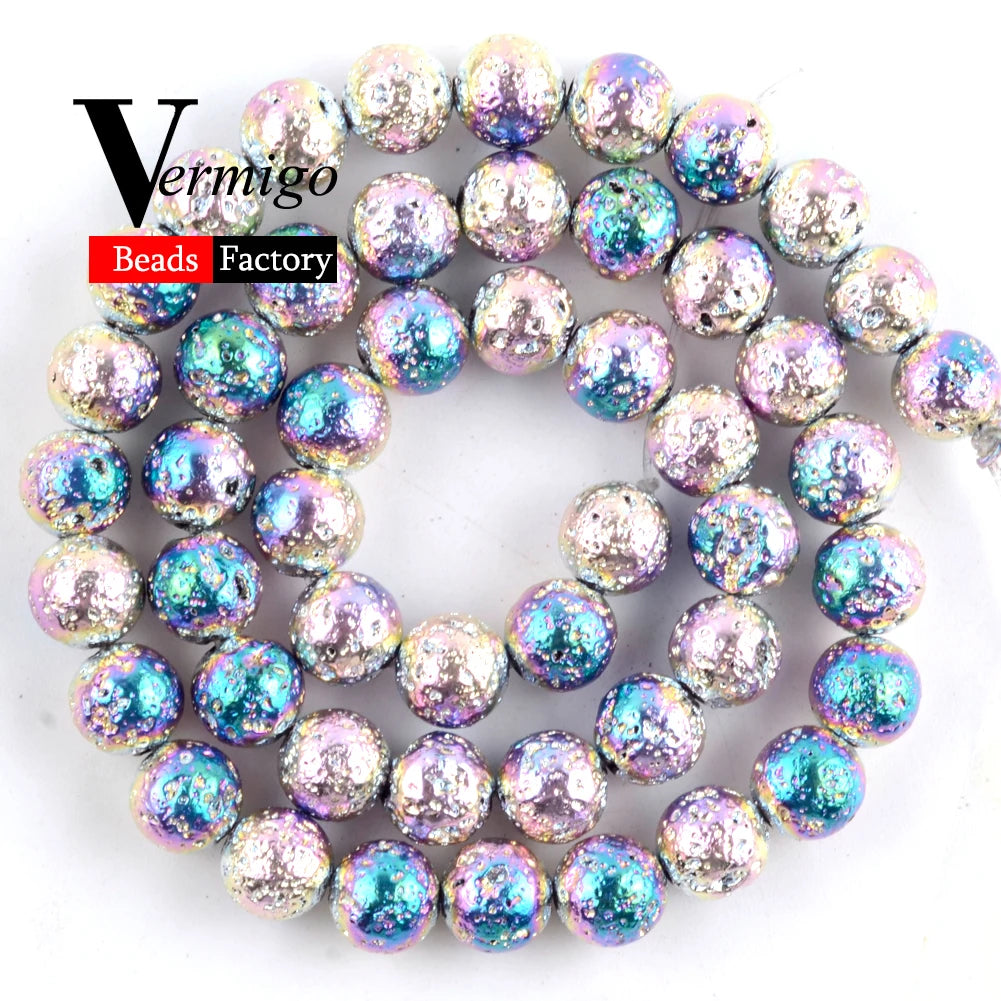 Wholesale Rainbow Lave Hematite Beads Natural Stone Mineral Charm Beads For Jewelry Making 4 6 8 10mm Diy Bracelet Wholesale