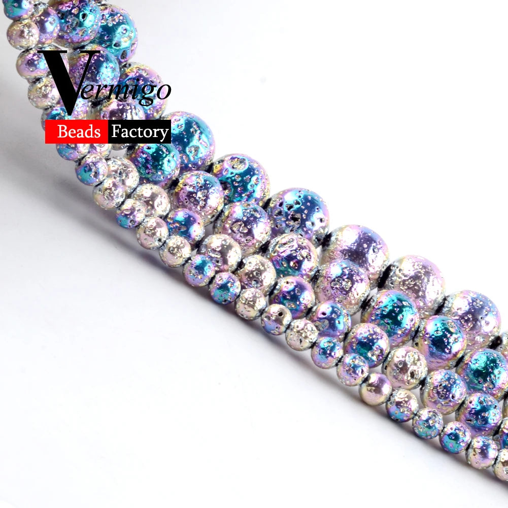 Wholesale Rainbow Lave Hematite Beads Natural Stone Mineral Charm Beads For Jewelry Making 4 6 8 10mm Diy Bracelet Wholesale