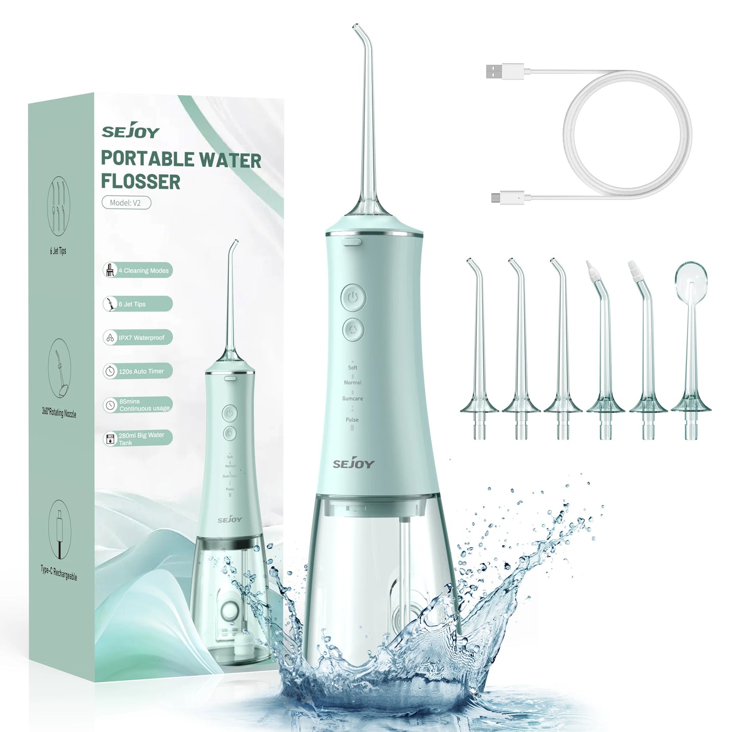 Sejoy Water Flosser 4 Nozzles 4 Modes Premium Rechargeable