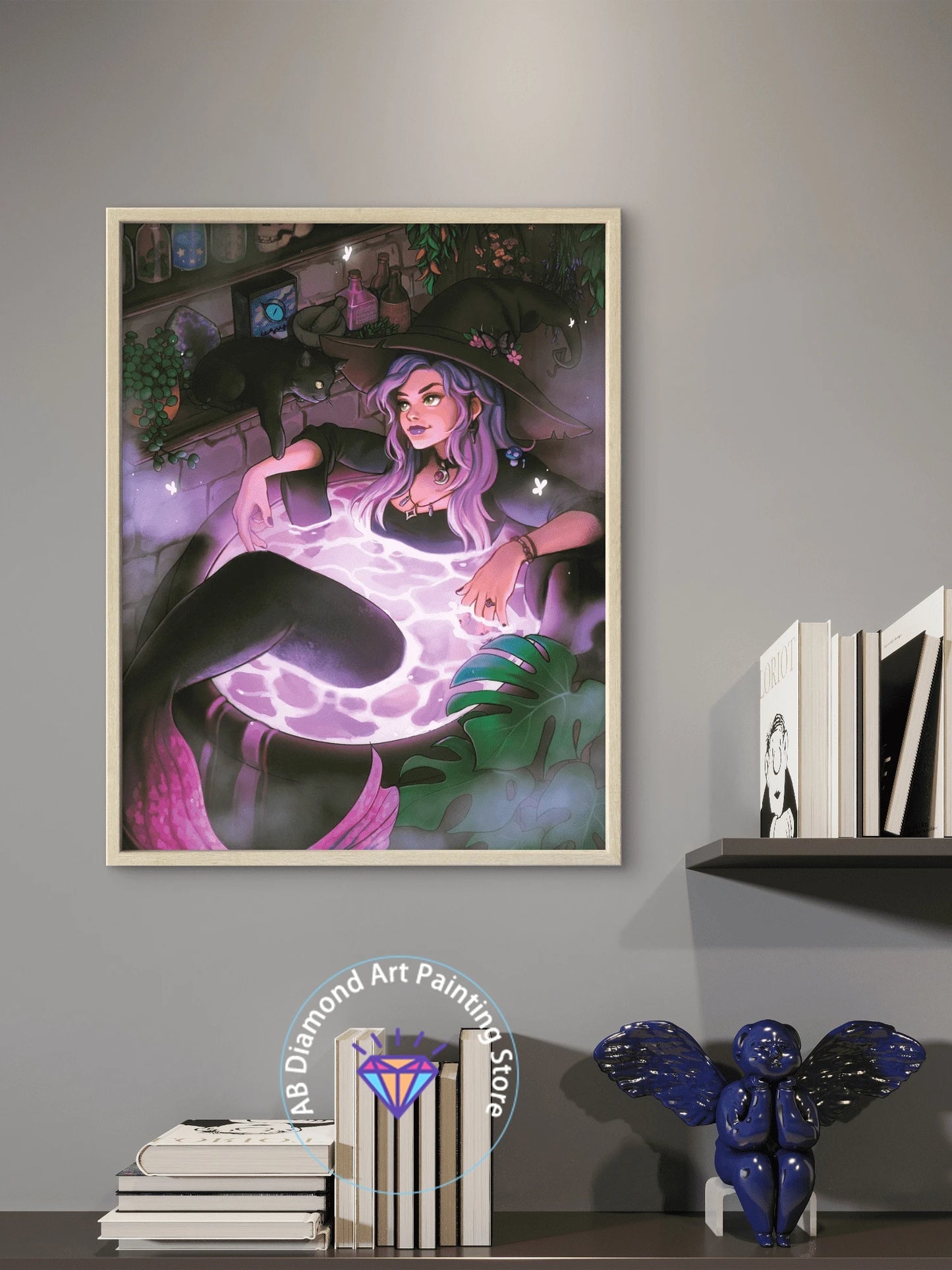 AB Diamond Painting Witch Girl Fantasy Gothic 5D DIY Art Mosaic Embroidery Cross Stitch Element Craft Set Bathroom Decoration