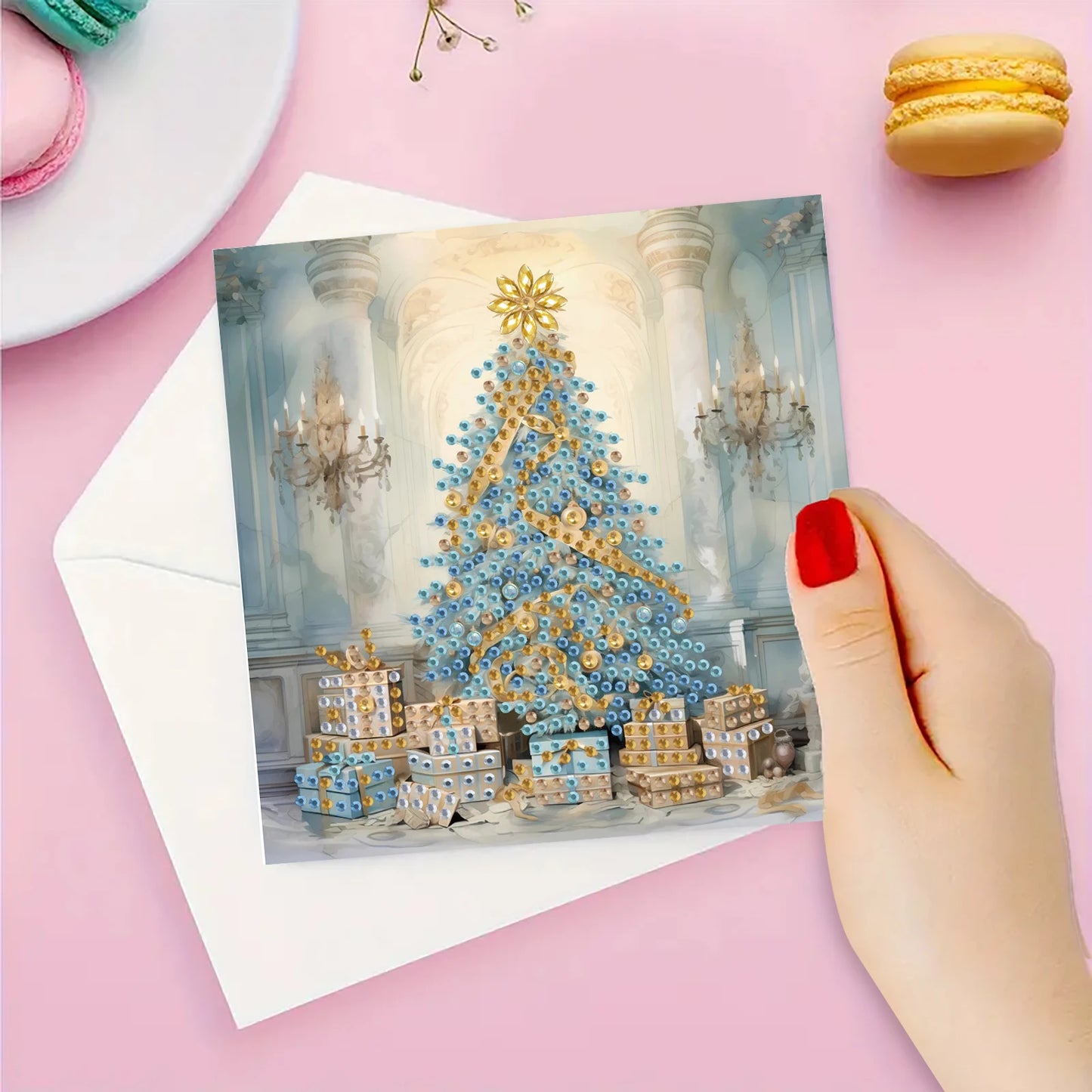 6 pieces of diamond painting set-christmas snowman theme greeting card, blessings and wishes, unique design by Mark Sai