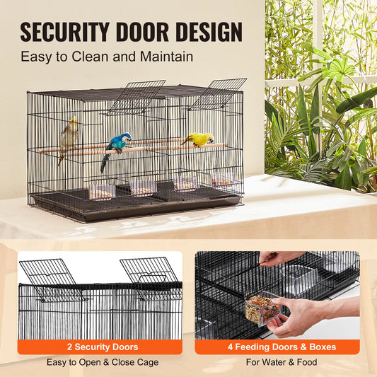 SucceBuy 30 Inch Flight Bird Cage With Divider Stackable Travel Cage Small Birds