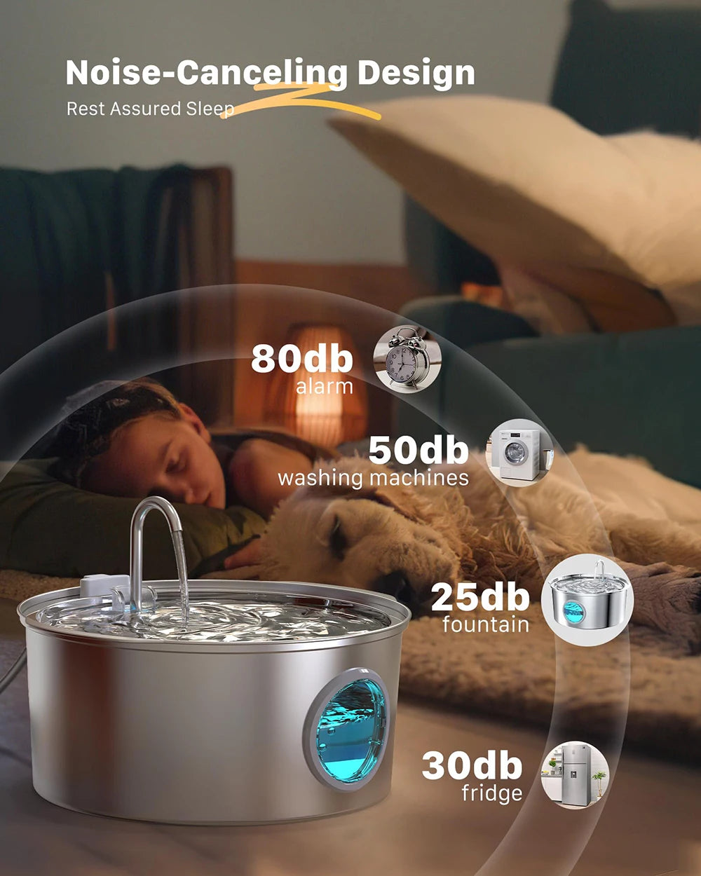 7L Large Capacity Stainless Steel Cat Dog Water Fountain
