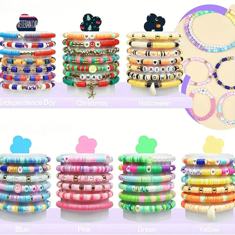 Rainbow Color Clay Beads Letter Beads Bracelet Kit 24 Beads