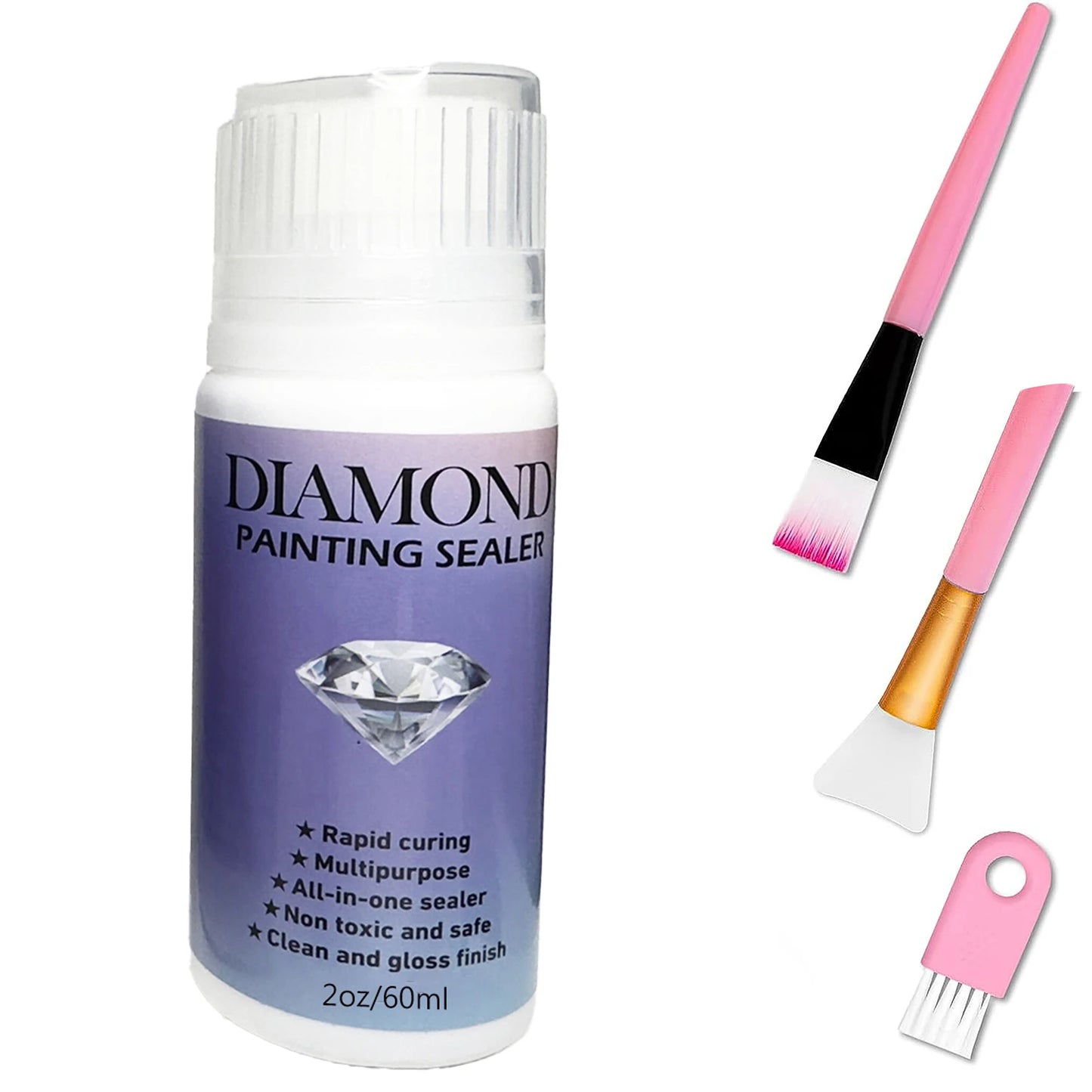 60ML/120ML/200ML Diamond Painting Sealer with 3 Pcs Brushes Diamond Painting Glue Permanent Hold & Shine Effect Sealer Puzzle